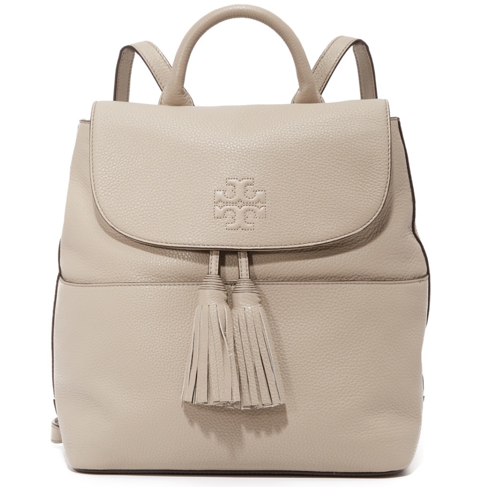 Thea Leather Tassel Backpack French Gray